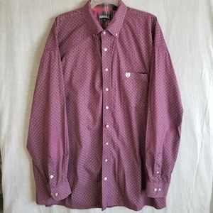 Panhandle XXL Long Sleeve Button Down Shirt Burgundy Western Geometric w Logo‎
